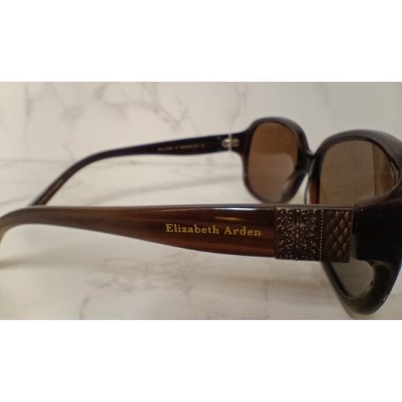 ELIZABETH ARDEN Brown Horn Oval Fame / Brown Lenses Womens Sunglasses - NEW - Picture 3 of 7